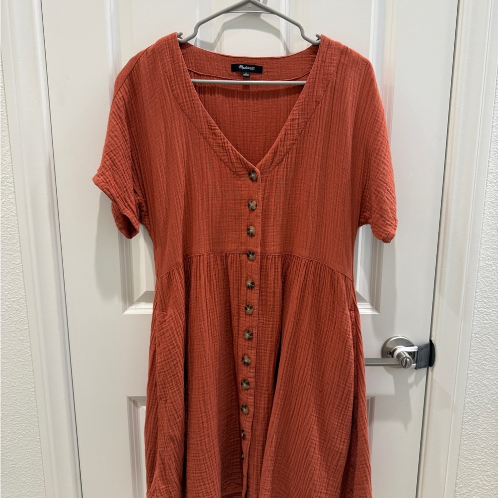 Rust Button-Down Dress